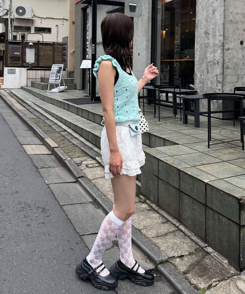 CIAOPANIC(チャオパニック)の「肩フリルニットビスチェ(キャミソール・レディース・ブラウン/サックスブルー/パープル・ONE SIZE)」の18枚目の写真