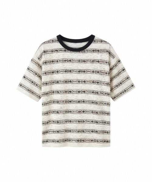 LUCPY（ラクピー）の「ジャガードボーダートップス（その他トップス・レディース・ホワイト・LARGE/MEDIUM/SMALL）」の4枚目の写真