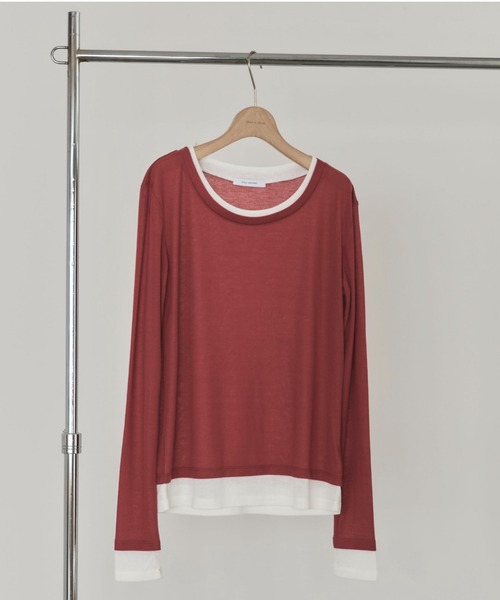 Doux archives（ドゥアルシーヴ）の「レイヤード風ロンTee（Tシャツ/カットソー・レディース・パープル/レッド/チャコールグレー・FREE）」の3枚目の写真
