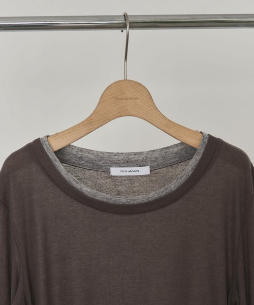 Doux archives（ドゥアルシーヴ）の「レイヤード風ロンTee（Tシャツ/カットソー・レディース・パープル/レッド/チャコールグレー・FREE）」の19枚目の写真