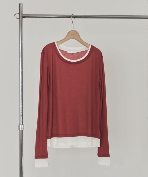 Doux archives（ドゥアルシーヴ）の「レイヤード風ロンTee（Tシャツ/カットソー・レディース・パープル/レッド/チャコールグレー・FREE）」の21枚目の写真
