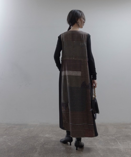 Eimee Law(エイミーロウ)の「デニムONチェックプリント フロントタックワンピース(ワンピース・レディース・ブラウン/ブルー・FREE)」の12枚目の写真