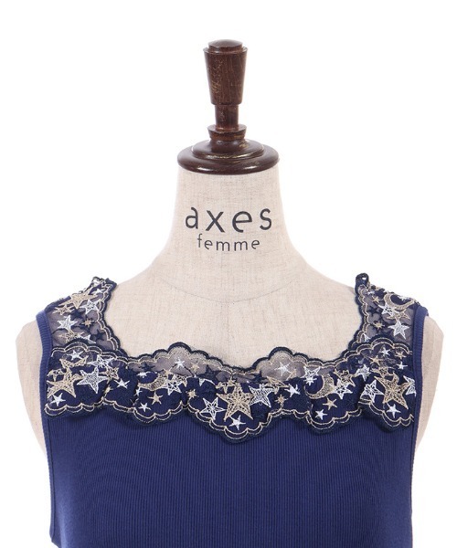 axes femme(アクシーズファム)の「ルミナスムーンレースタンク(タンクトップ・レディース・ホワイト/ネイビー/ブラック・FREE)」の14枚目の写真