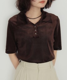 cheriella（シェリエラ）の「【cheriella】シアーベロアポロトップス　SHEER VELOUR POLO TOP（Tシャツ/カットソー）」