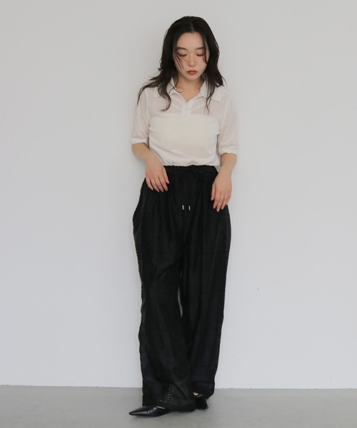 cheriella(シェリエラ)の「【cheriella】シアーベロアポロトップス SHEER VELOUR POLO TOP(Tシャツ/カットソー・レディース・ブラウン/グレー/オフホワイト/ブラック・FREE)」の7枚目の写真