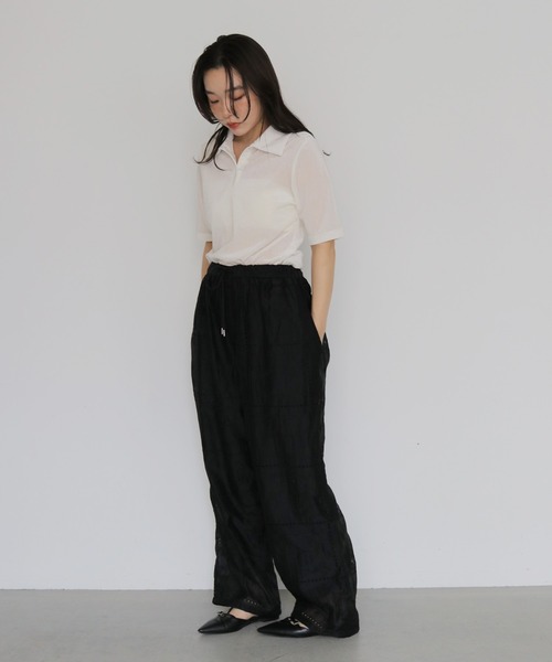 cheriella(シェリエラ)の「【cheriella】シアーベロアポロトップス SHEER VELOUR POLO TOP(Tシャツ/カットソー・レディース・ブラウン/グレー/オフホワイト/ブラック・FREE)」の13枚目の写真