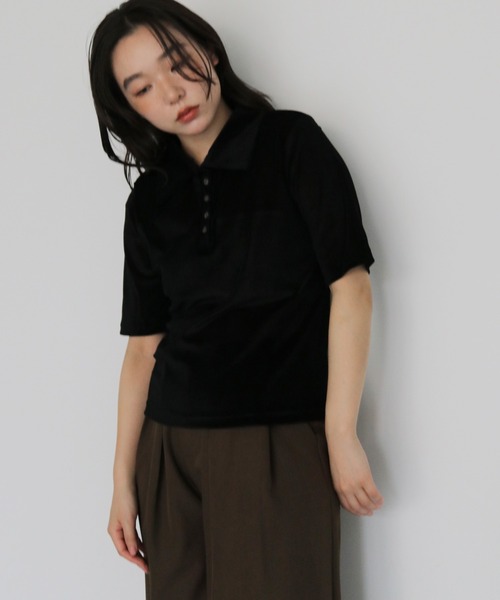 cheriella(シェリエラ)の「【cheriella】シアーベロアポロトップス SHEER VELOUR POLO TOP(Tシャツ/カットソー・レディース・ブラウン/グレー/オフホワイト/ブラック・FREE)」の21枚目の写真