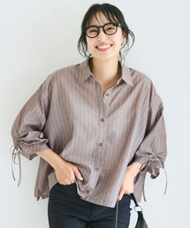 シアー袖シャーリングシャツ