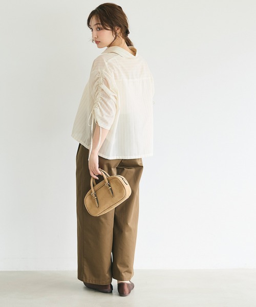 coca(coca)(コカ)の「シアー袖シャーリングシャツ(シャツ/ブラウス・レディース・ホワイト/ブラウン・L/M/S)」の6枚目の写真