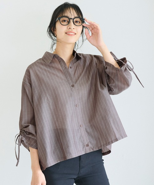 coca(coca)(コカ)の「シアー袖シャーリングシャツ(シャツ/ブラウス・レディース・ホワイト/ブラウン・L/M/S)」の10枚目の写真