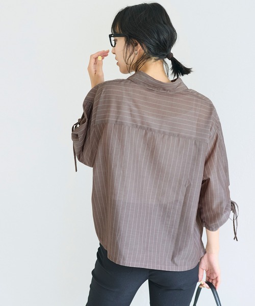 coca(coca)(コカ)の「シアー袖シャーリングシャツ(シャツ/ブラウス・レディース・ホワイト/ブラウン・L/M/S)」の11枚目の写真