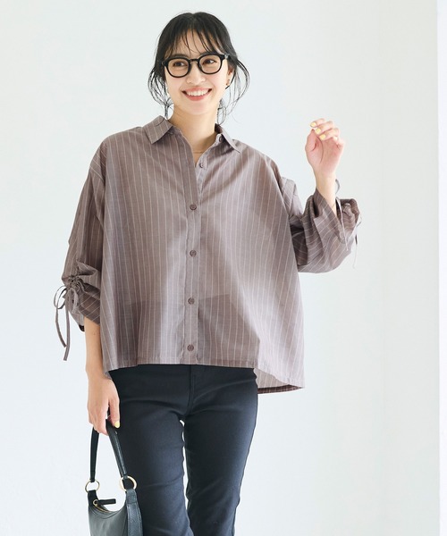 coca(coca)(コカ)の「シアー袖シャーリングシャツ(シャツ/ブラウス・レディース・ホワイト/ブラウン・L/M/S)」の12枚目の写真