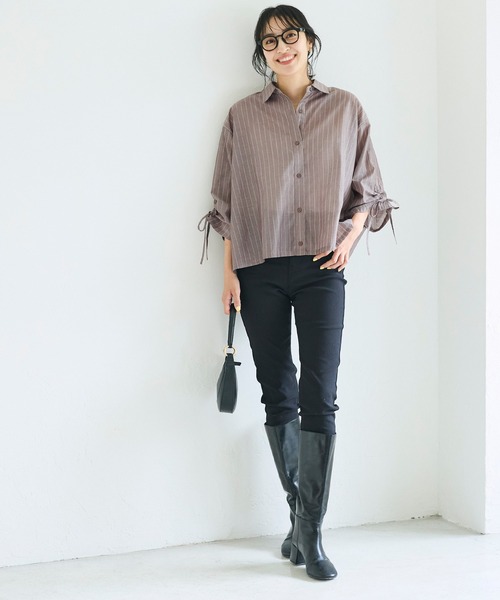coca(coca)(コカ)の「シアー袖シャーリングシャツ(シャツ/ブラウス・レディース・ホワイト/ブラウン・L/M/S)」の13枚目の写真