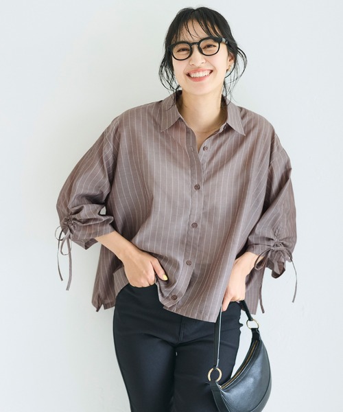 coca(coca)(コカ)の「シアー袖シャーリングシャツ(シャツ/ブラウス・レディース・ホワイト/ブラウン・L/M/S)」の15枚目の写真