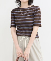 ボーダーリブニットプルオーバー
