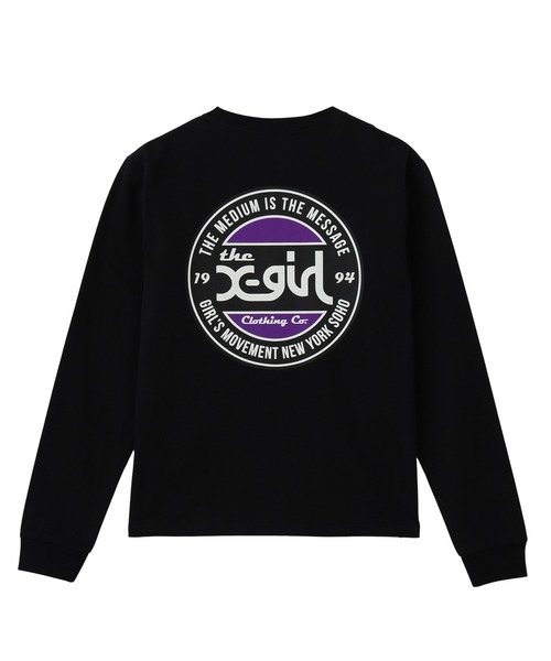 X-girl（エックスガール）の「ROUNDEL LOGO L/S TEE（Tシャツ/カットソー・レディース・ホワイト/ブラック・S/M/L）」の2枚目の写真