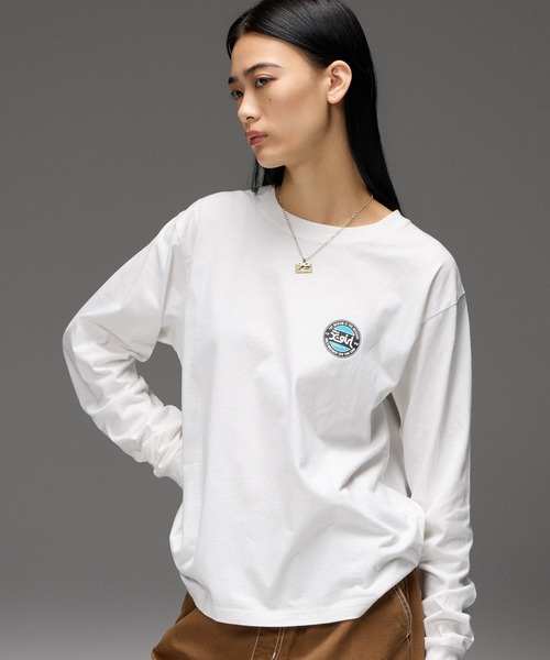 X-girl（エックスガール）の「ROUNDEL LOGO L/S TEE（Tシャツ/カットソー・レディース・ホワイト/ブラック・S/M/L）」の5枚目の写真