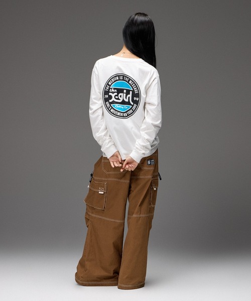 X-girl（エックスガール）の「ROUNDEL LOGO L/S TEE（Tシャツ/カットソー・レディース・ホワイト/ブラック・S/M/L）」の6枚目の写真