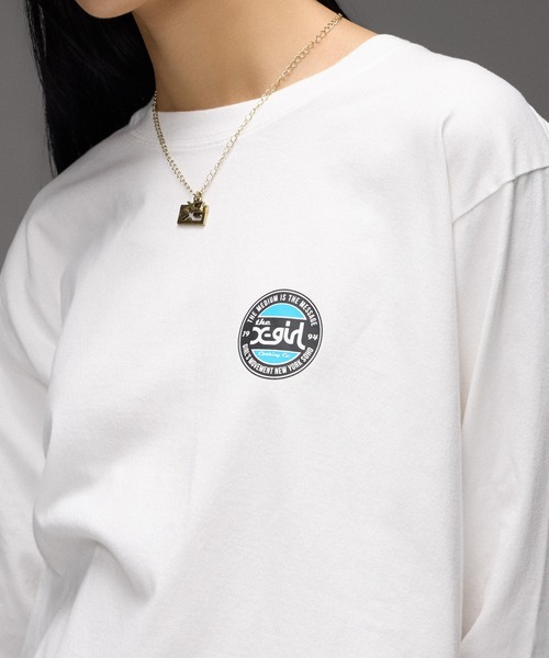 X-girl（エックスガール）の「ROUNDEL LOGO L/S TEE（Tシャツ/カットソー・レディース・ホワイト/ブラック・S/M/L）」の8枚目の写真