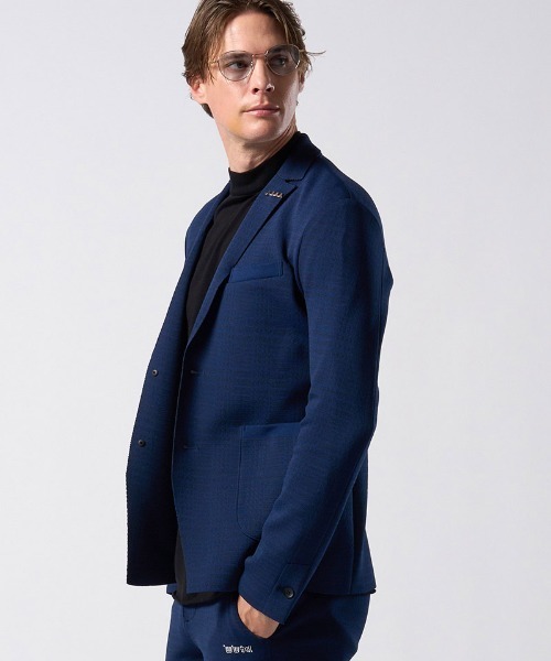 wjk（ダヴルジェイケイ）の「mj11797-function knit jacket(jacquard check) ニットジャケット(207 mw08j)（テーラードジャケット・メンズ・ブラック系その他/ネイビー系・L/M/S/XL）」の5枚目の写真