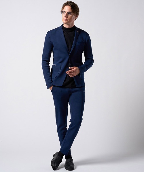 wjk（ダヴルジェイケイ）の「mj11797-function knit jacket(jacquard check) ニットジャケット(207 mw08j)（テーラードジャケット・メンズ・ブラック系その他/ネイビー系・L/M/S/XL）」の7枚目の写真