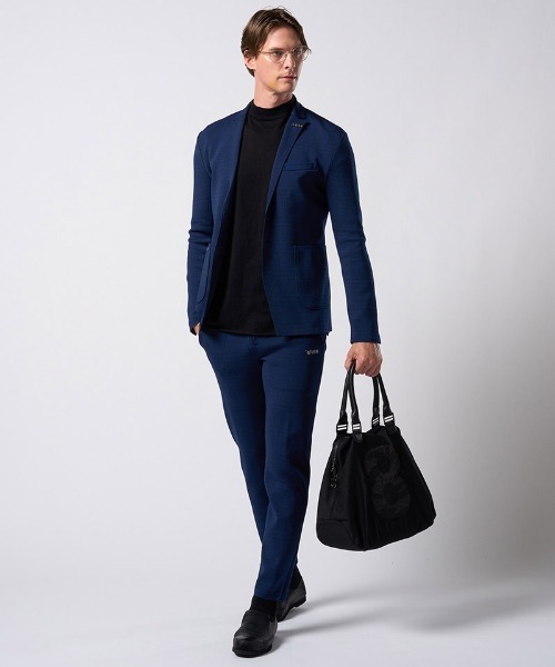 wjk（ダヴルジェイケイ）の「mj11797-function knit jacket(jacquard check) ニットジャケット(207 mw08j)（テーラードジャケット・メンズ・ブラック系その他/ネイビー系・L/M/S/XL）」の9枚目の写真