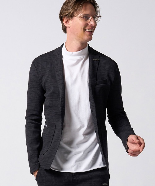 wjk（ダヴルジェイケイ）の「mj11797-function knit jacket(jacquard check) ニットジャケット(207 mw08j)（テーラードジャケット・メンズ・ブラック系その他/ネイビー系・L/M/S/XL）」の10枚目の写真