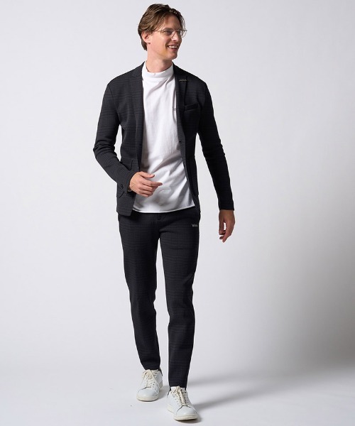 wjk（ダヴルジェイケイ）の「mj11797-function knit jacket(jacquard check) ニットジャケット(207 mw08j)（テーラードジャケット・メンズ・ブラック系その他/ネイビー系・L/M/S/XL）」の13枚目の写真