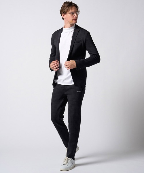 wjk（ダヴルジェイケイ）の「mj11797-function knit jacket(jacquard check) ニットジャケット(207 mw08j)（テーラードジャケット・メンズ・ブラック系その他/ネイビー系・L/M/S/XL）」の14枚目の写真