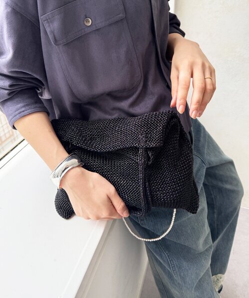 DouDou(ドゥドゥ)の「【WEB限定】ラメ糸編みトートバッグ(トートバッグ・レディース・シルバー系その他2/ブラック/シルバー・FREE)」の2枚目の写真