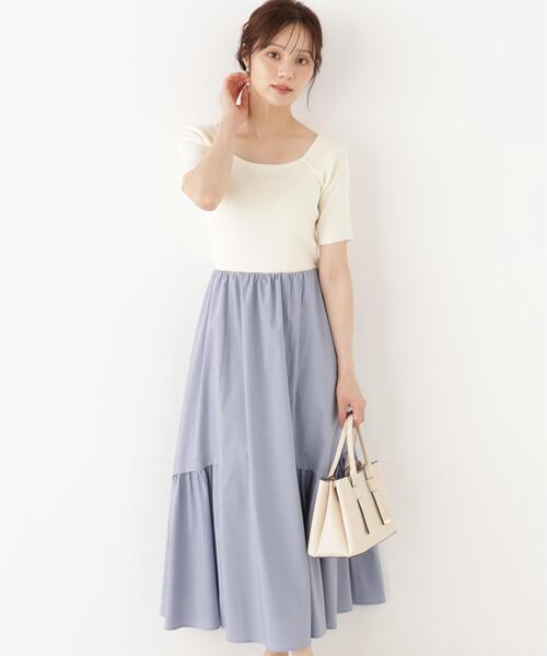 PROPORTION BODY DRESSING(プロポーションボディドレッシング)の「<E>タックスカートドッキングワンピース / 1216240905(ワンピース・レディース・ホワイト系その他/ブラウン・MEDIUM/P/S)」の2枚目の写真