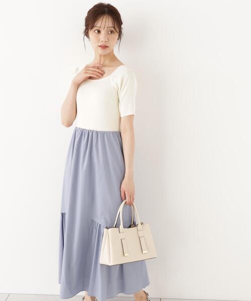 PROPORTION BODY DRESSING(プロポーションボディドレッシング)の「<E>タックスカートドッキングワンピース / 1216240905(ワンピース・レディース・ホワイト系その他/ブラウン・MEDIUM/P/S)」の3枚目の写真