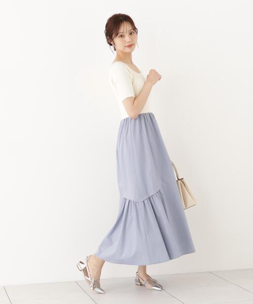 PROPORTION BODY DRESSING(プロポーションボディドレッシング)の「<E>タックスカートドッキングワンピース / 1216240905(ワンピース・レディース・ホワイト系その他/ブラウン・MEDIUM/P/S)」の4枚目の写真