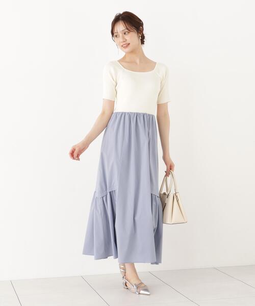 PROPORTION BODY DRESSING(プロポーションボディドレッシング)の「<E>タックスカートドッキングワンピース / 1216240905(ワンピース・レディース・ホワイト系その他/ブラウン・MEDIUM/P/S)」の5枚目の写真