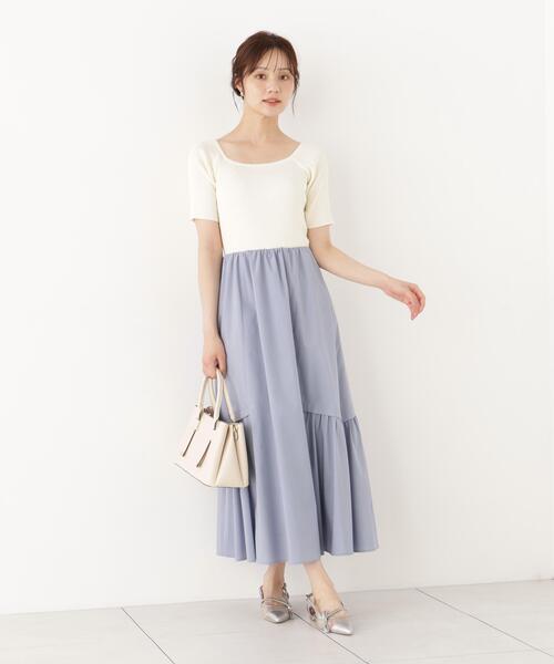 PROPORTION BODY DRESSING(プロポーションボディドレッシング)の「<E>タックスカートドッキングワンピース / 1216240905(ワンピース・レディース・ホワイト系その他/ブラウン・MEDIUM/P/S)」の6枚目の写真