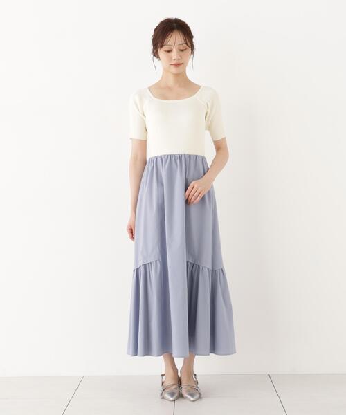 PROPORTION BODY DRESSING(プロポーションボディドレッシング)の「<E>タックスカートドッキングワンピース / 1216240905(ワンピース・レディース・ホワイト系その他/ブラウン・MEDIUM/P/S)」の7枚目の写真