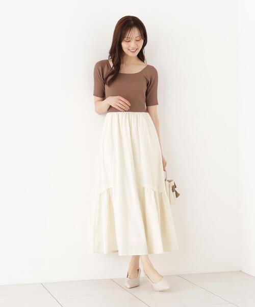 PROPORTION BODY DRESSING(プロポーションボディドレッシング)の「<E>タックスカートドッキングワンピース / 1216240905(ワンピース・レディース・ホワイト系その他/ブラウン・MEDIUM/P/S)」の20枚目の写真