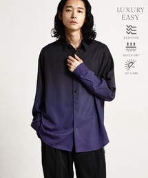 【LUXURY＋EASY】＜イージーケア＞GRADATION PATTERN OVERSIZE SHIRTS/ラグイージーグラデーション柄オーバーサイズシャツ