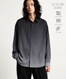 【LUXURY+EASY】<イージーケア>GRADATION PATTERN OVERSIZE SHIRTS/ラグイージーグラデーション柄オーバーサイズシャツ