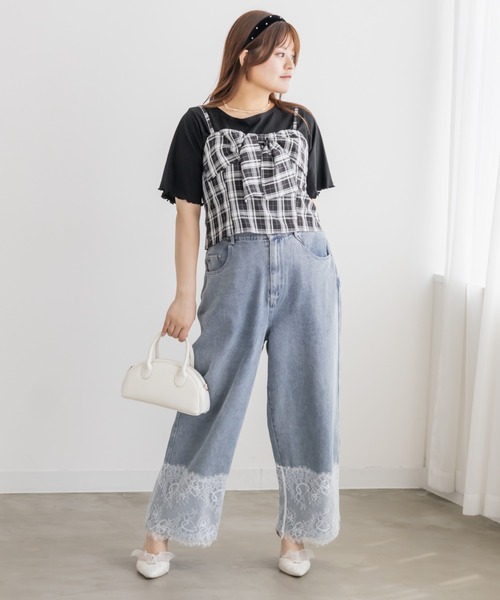 CLETTE(クレット)の「チェックビスチェ&タックスカートセット(ワンピース・レディース・ネイビー/ブラック・LL/4L/3L)」の16枚目の写真