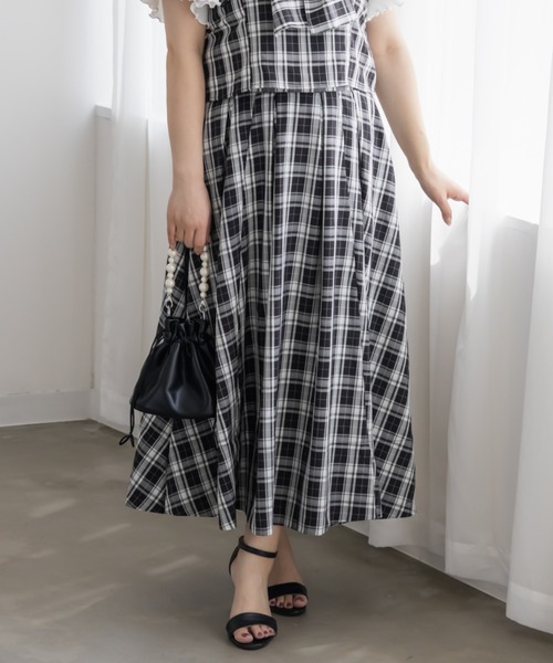 CLETTE(クレット)の「チェックビスチェ&タックスカートセット(ワンピース・レディース・ネイビー/ブラック・LL/4L/3L)」の19枚目の写真