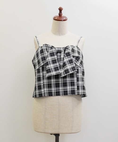CLETTE(クレット)の「チェックビスチェ&タックスカートセット(ワンピース・レディース・ネイビー/ブラック・LL/4L/3L)」の3枚目の写真