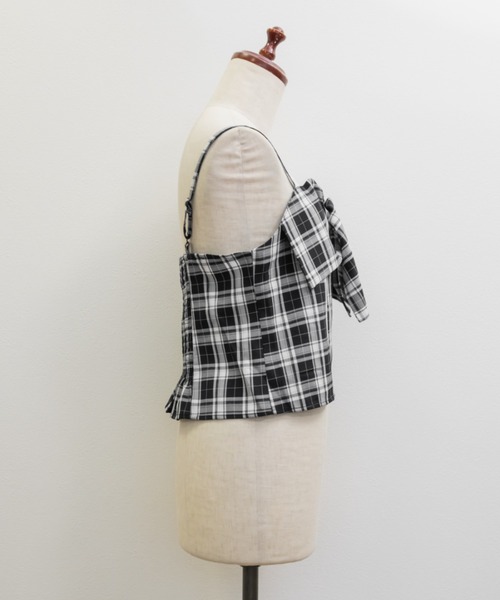 CLETTE(クレット)の「チェックビスチェ&タックスカートセット(ワンピース・レディース・ネイビー/ブラック・LL/4L/3L)」の9枚目の写真
