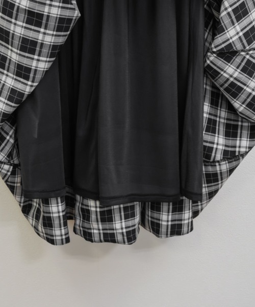 CLETTE(クレット)の「チェックビスチェ&タックスカートセット(ワンピース・レディース・ネイビー/ブラック・LL/4L/3L)」の22枚目の写真