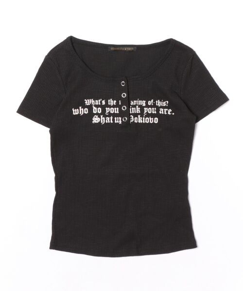 おしゃれスタ(オシャレスタ)の「レタリングプリント コンパクトTシャツ(Tシャツ/カットソー・レディース・ライトブルー/ピンク/ブラック/オレンジ/ブルー/ホワイト・S/M/L/XL)」の20枚目の写真