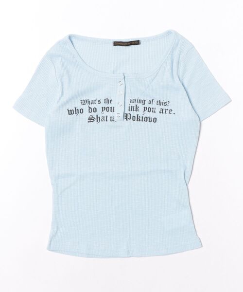 おしゃれスタ(オシャレスタ)の「レタリングプリント コンパクトTシャツ(Tシャツ/カットソー・レディース・ライトブルー/ピンク/ブラック/オレンジ/ブルー/ホワイト・S/M/L/XL)」の21枚目の写真