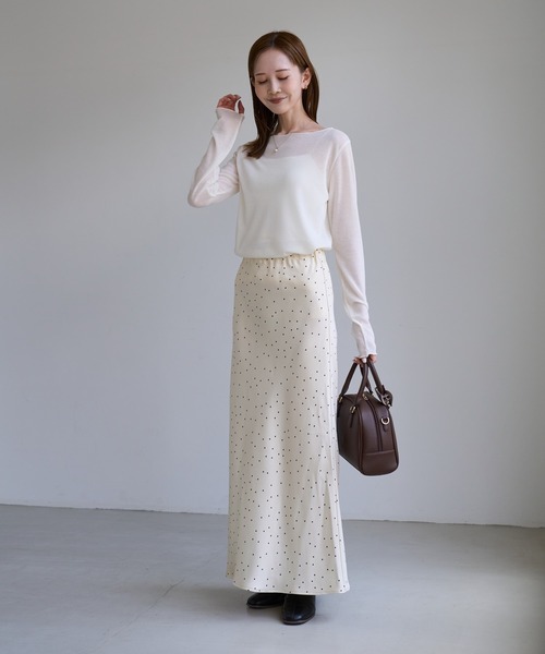 ROPE' PICNIC(ロペピクニック)の「細見えドット柄バイアスサテンスカート/ウエストゴム(スカート・レディース・ホワイト系その他5・FREE)」の4枚目の写真