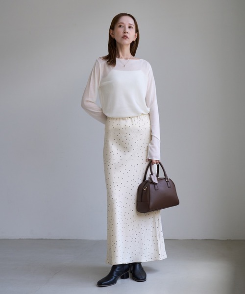ROPE' PICNIC(ロペピクニック)の「細見えドット柄バイアスサテンスカート/ウエストゴム(スカート・レディース・ホワイト系その他5・FREE)」の5枚目の写真