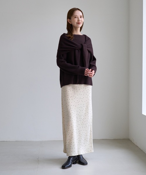 ROPE' PICNIC(ロペピクニック)の「細見えドット柄バイアスサテンスカート/ウエストゴム(スカート・レディース・ホワイト系その他5・FREE)」の6枚目の写真