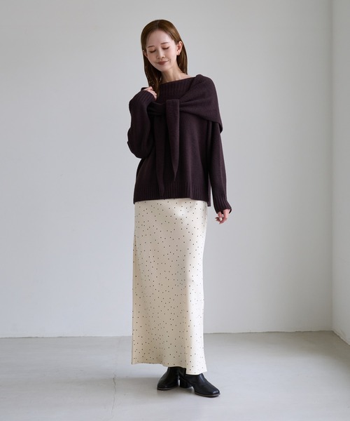 ROPE' PICNIC(ロペピクニック)の「細見えドット柄バイアスサテンスカート/ウエストゴム(スカート・レディース・ホワイト系その他5・FREE)」の7枚目の写真